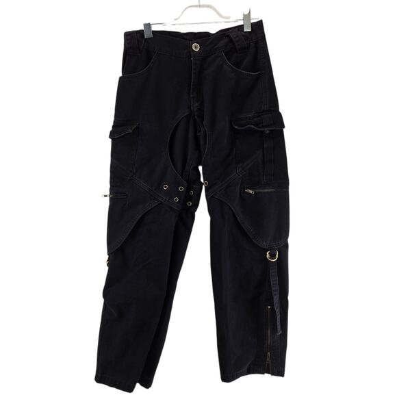 Vintage Versatta Cargo Bondage Pants Size 32 Black Gothic Y2K Nepal Canvas - Picture 1 of 16